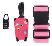 Travel набор Бирка, замочек и ремень для багажа (розовый) (12-travel22-B2) - 2