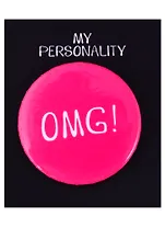 Значок круглый OMG! (фуксия) (металл) (38см) (ЗН2021-010)