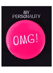 Значок круглый OMG! (фуксия) (металл) (38см) (ЗН2021-010)