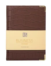 Ежедневник дат. 2026г. А5 176л "Business Premium. Impact" темно-коричневый, 7Б, иск.кожа, обл.поролон, тв.переплет, мет.уголки, тонир.блок, зол.торец, справ.мат-лы, 2 ляссе, инд.уп