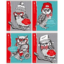 Тетрадь 96л кл. "Cool owl" мелов.картон, ассорти, БиДжи