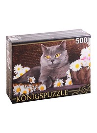 Пазл «Британский кот и ромашки» 500 элементов, Konigspuzzle