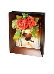 Панно из кожи Свеча и розы (27х32) (625390)