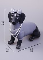 Фигурка полирезина Такса с бантиком черно-белая (30x13x26) (44420)