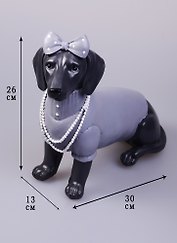 Фигурка полирезина Такса с бантиком черно-белая (30x13x26) (44420)