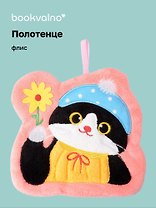 Полотенце Котик с цветочком (флис) (23х22) (12-towel-202508-8)