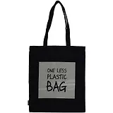 Сумка-шоппер One less plastic bag (светоотражающая) черная, текстиль 40см.*35см.