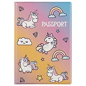 Обложка для паспорта Единороги и облачка (ПВХ бокс) (ОП2019-219)