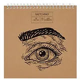 Скетчбук 190*190 18л "Craft life. 1"  акварел. бумага, 240г/м2, крафт картон, тиснение фольгой, евроспираль