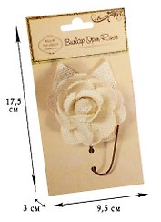 Роза тканевая с листочками, 6см (C26005783)