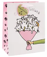 Пакет А5 23*18*10 "Котики. Congratulations" нейтр., бум.мат.ламинат