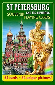 Сувенирные игральные карты, колода 54, Санкт-Петербург Спас+Самсон (зеленый)