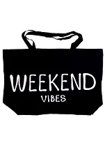 Сумка-шоппер большая Weekend vibes черная, текстиль 70см.*45см.*17см.