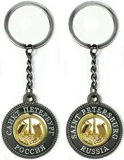 Сувенир АКМ, Брелок-канат, "Разводной мост." ,металл, вставка, фигурная,  цвет черный жемчуг