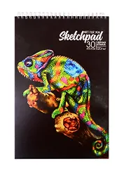 Скетчбук А4 30л Хамелеон черный офсет, 120 г/м2, карт.обл., гребень