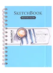 Скетчбук 15*20см 20л для акварели, 100% хлопок, лазурный, спираль, 300г/м, Малевичъ