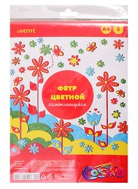 Фетр цветной самоклеящийся A4 deVENTE Яркие цвета (5 цветов) (5 листов) (толщина 1 мм)
