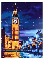 Алмазная мозаика (частичное заполнение) "Ночь в Лондоне", 30 х 40 см