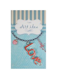 Кулон «Love», серебристый, микс цветов, 1.5 см