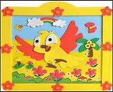 Объемная аппликация из мягкого пластика с рамкой Птичка (YH0873) (упаковка)