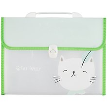 Папка -портфель пластиковый «Cat family» А4, 12 отделений, в ассортименте