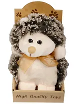 Ёжик большой серый/белый/бежевый в крафт-коробке 16/17см 12-01570-С4 (12-01570-С3)