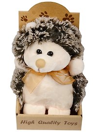 Ёжик большой серый/белый/бежевый в крафт-коробке 16/17см 12-01570-С4 (12-01570-С3)