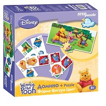 Игра, Домино, Step puzzle/Степ Пазл, Дисней, Винни Пух, Фигура, форма, цвет, с пазлом