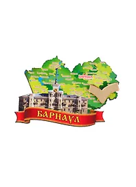 ГС Магнит Барнаул Карта Дом под шпилем (дерево с зеркальной деталью) (7,5см)