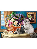 Холст с красками 30х40см по номерам (18 цв.) Игривые котята на столе (Арт. Х-8081)