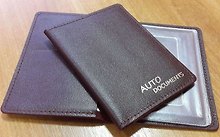Обложка для автодокументов "Люкс" 12,5*9,5*0,7см, со сменным блоком /кожа/вишня 15АВ-Л