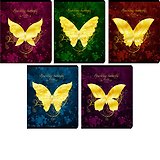 Тетрадь 48л кл. "Золотые бабочки (Sparkling butterfly)" тиснение фольгой, многоур.конгрев, мат.ламинация, ассорти, Unnika