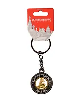 Сувенир АКМ, Брелок-канат, "Памятник Петру I " ,металл, вставка, фигурная,  цвет черный жемчуг