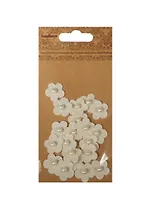 Набор тканных мини-цветочков с бусиной Молочно-белые (SCB26003037) (D=1,7см) (20шт/уп) (12+) (упа