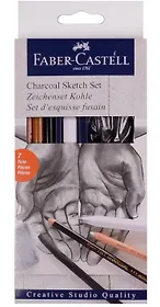 "Набор для рисования ""Уголь"" 7 шт. (карандаш из прессованного угля, карандаш угольный, пастельный карандаш, уголь 2шт., растушевка, ластик-клячка) к/к, Faber-Castell "