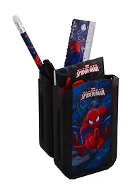Набор канцелярский «Spiderman» (пластиковый пенал, карандаш чернографитный, линейка 15 см, ручка, точилка, блокнот 16 листов, ластик), в индивидуальной упаковке, кольцо -подвес, Academy Style