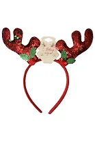 Ободок новогодний Рожки олененка с цветами (текстиль) (12-6142-HNY12)