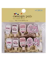 Прищепки декоративные с веревкой 10 шт. Milk shake