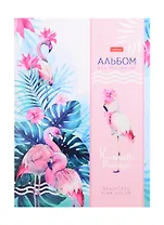 Альбом для рисования Hatber, "Розовый фламинго", А4, 24 листа, на склейке