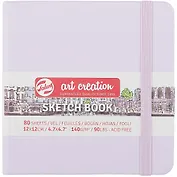 Скетчбук 12*12 80л "Art Creation" фиолетовый пастельный, нелинованн. 140г/м2, слоновая кость, тв.обл., Royal Talens