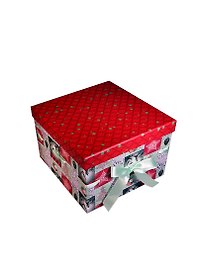 Коробка подарочная "Новый год. Звезды" 19*19*14см, картон, декор бантик, Вейксинг