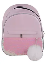 Рюкзак молодежный "Розовый с пушком", экокожа гологр.