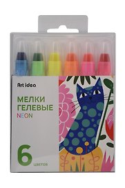 Гелевые мелки «ColorBoom», 6 цветов, неоновые цвета, выкручивающиеся, Art idea