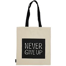 Сумка-шоппер Never Give Up бежевая, текстиль 40см.*32см.