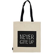 Сумка-шоппер Never Give Up бежевая, текстиль 40см.*32см.