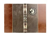 Чингисхан. Верховный властитель Великой степи. Книга в коллекционном кожаном инкрустированном переплете ручной работы с окрашенным и золочёным обрезом - 1