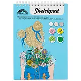 Скетчбук А5 40л "Цветочное настроение" белый, серый, бежевый офсет 80г/м2, обложка картон, гребень