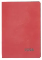 Еженедельник дат. 2026г. А5+ 80л "Нубук" коралловый, кожзам, мягк. переплет, тисн. фольгой, офсет, справ.мат-лы, закругл.углы, 2 ляссе, инд.уп