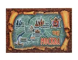 Магнит свиток Коллаж (металл) (Москва) (02-19K40)