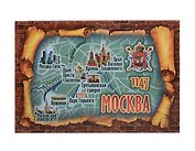 Магнит свиток Коллаж (металл) (Москва) (02-19K40)